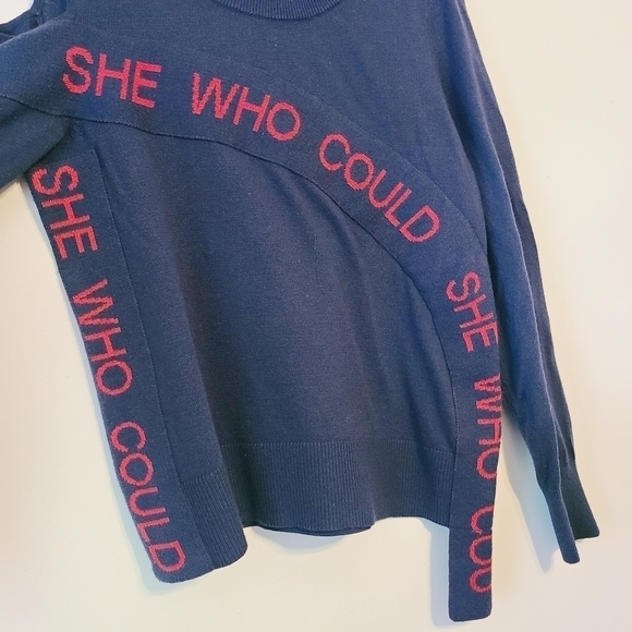 INC International Concepts | Women's Navy Cold Shoulder Sweater (Size Medium) - Picture 8 of 15